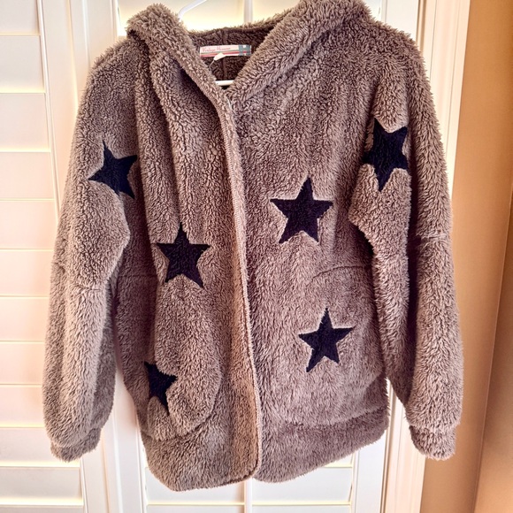 Vintage Havana Girls Sherpa Star Hooded Jacket Big Kid L Cozy Layer - Picture 2 of 11